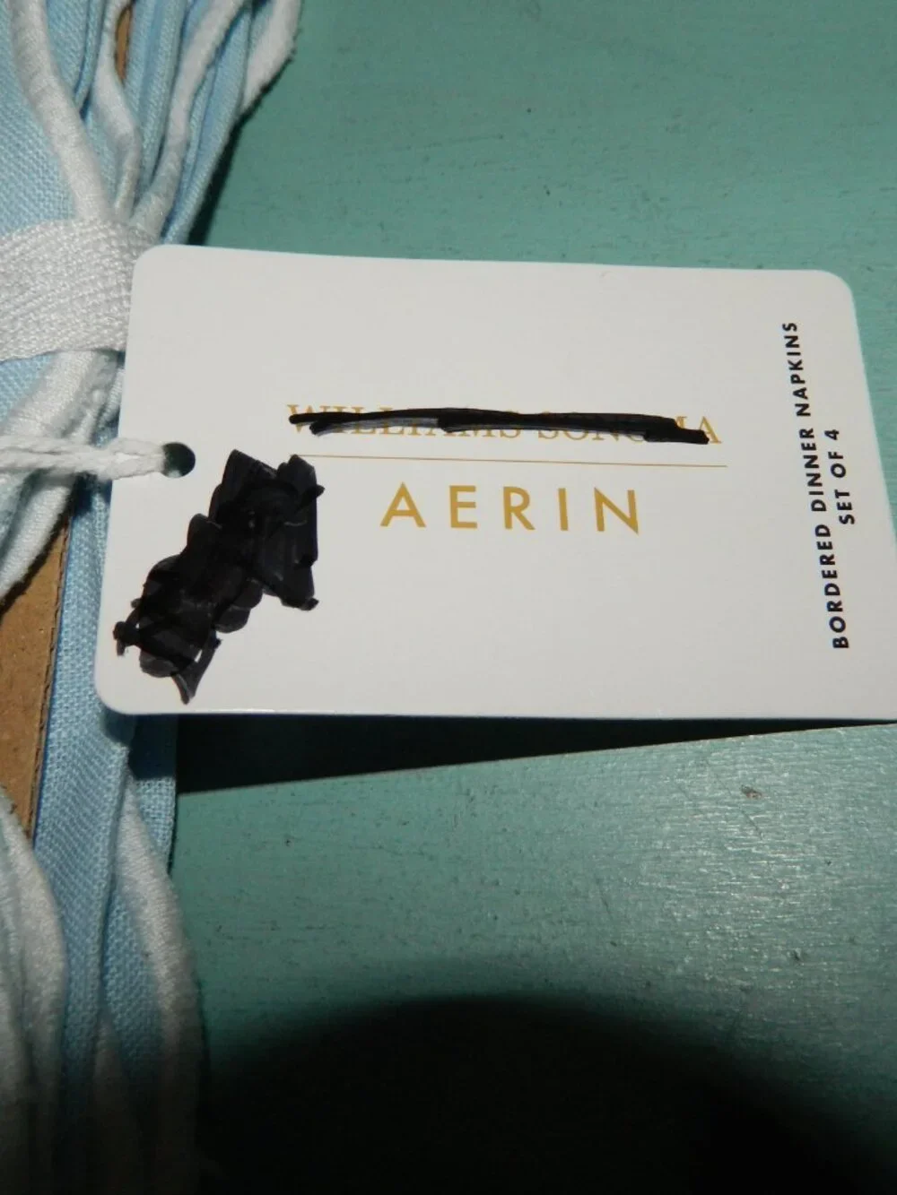 Williams Sonoma X Aerin Scalloped Bordered Linen Dinner Napkins Set of 4